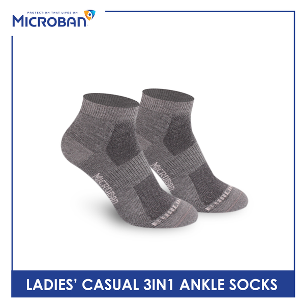 Microban Ladies’ Cotton Lite Thin Casual Ankle Socks 3 pairs in a pack VLCKG17