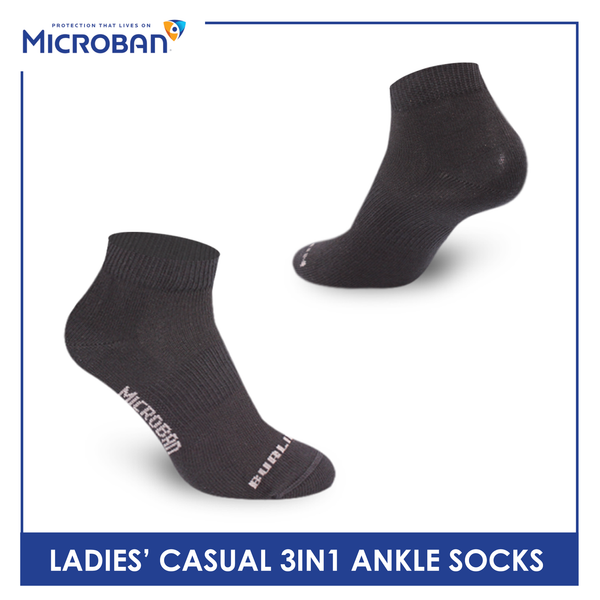 Microban Ladies’ Cotton Lite Thin Casual Ankle Socks 3 pairs in a pack VLCKG17