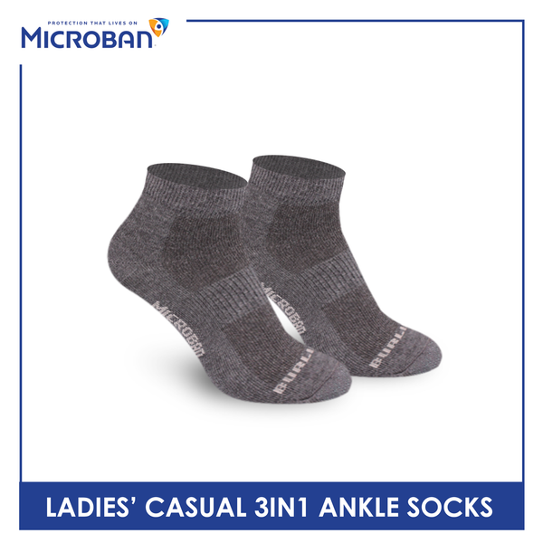 Microban Ladies’ Cotton Lite Thin Casual Ankle Socks 3 pairs in a pack VLCKG17