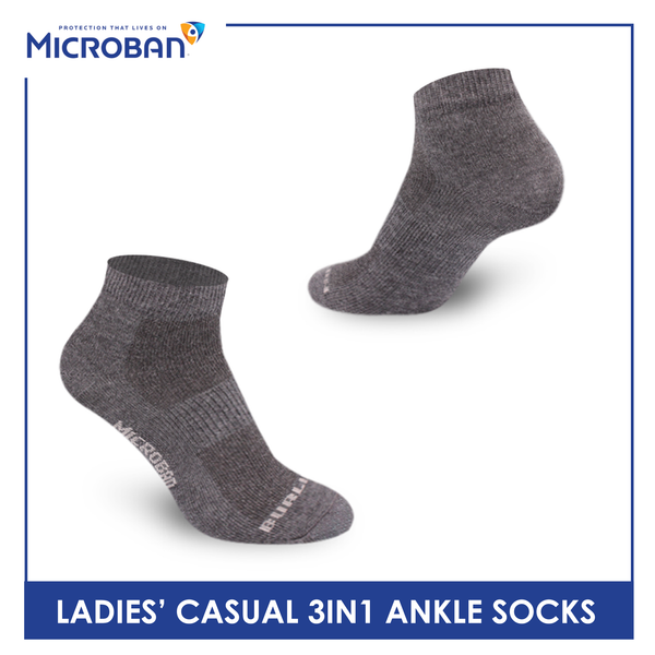 Microban Ladies’ Cotton Lite Thin Casual Ankle Socks 3 pairs in a pack VLCKG17