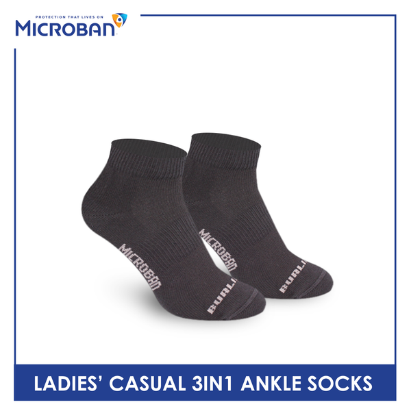 Microban Ladies’ Cotton Lite Thin Casual Ankle Socks 3 pairs in a pack VLCKG17