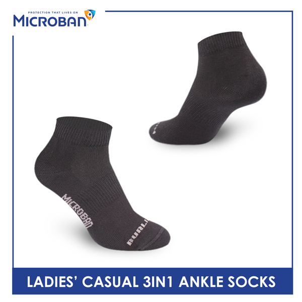 Microban Ladies’ Cotton Lite Thin Casual Ankle Socks 3 pairs in a pack VLCKG17