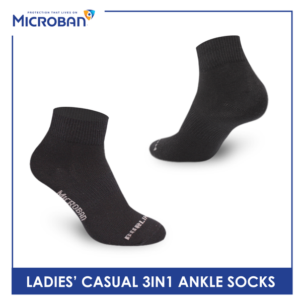 Microban Ladies’ Cotton Lite Thin Casual Ankle Socks 3 pairs in a pack VLCKG18