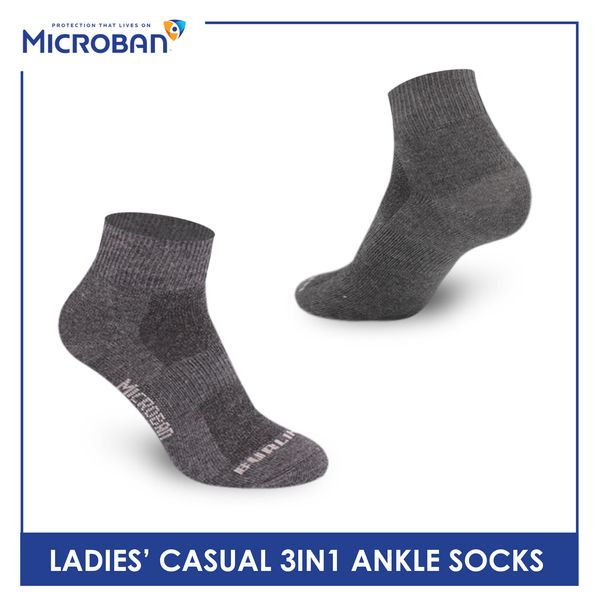 Microban Ladies’ Cotton Lite Thin Casual Ankle Socks 3 pairs in a pack VLCKG18