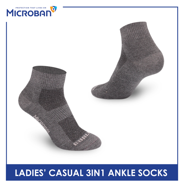 Microban Ladies’ Cotton Lite Thin Casual Ankle Socks 3 pairs in a pack VLCKG18
