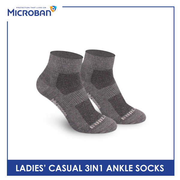 Microban Ladies’ Cotton Lite Thin Casual Ankle Socks 3 pairs in a pack VLCKG18