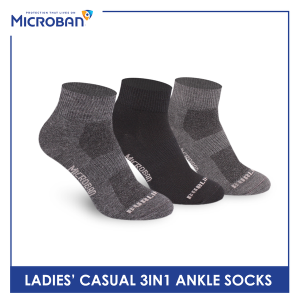 Microban Ladies’ Cotton Lite Thin Casual Ankle Socks 3 pairs in a pack VLCKG18