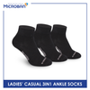 Microban Ladies’ Cotton Lite Thin Casual Ankle Socks 3 pairs in a pack VLCKG18