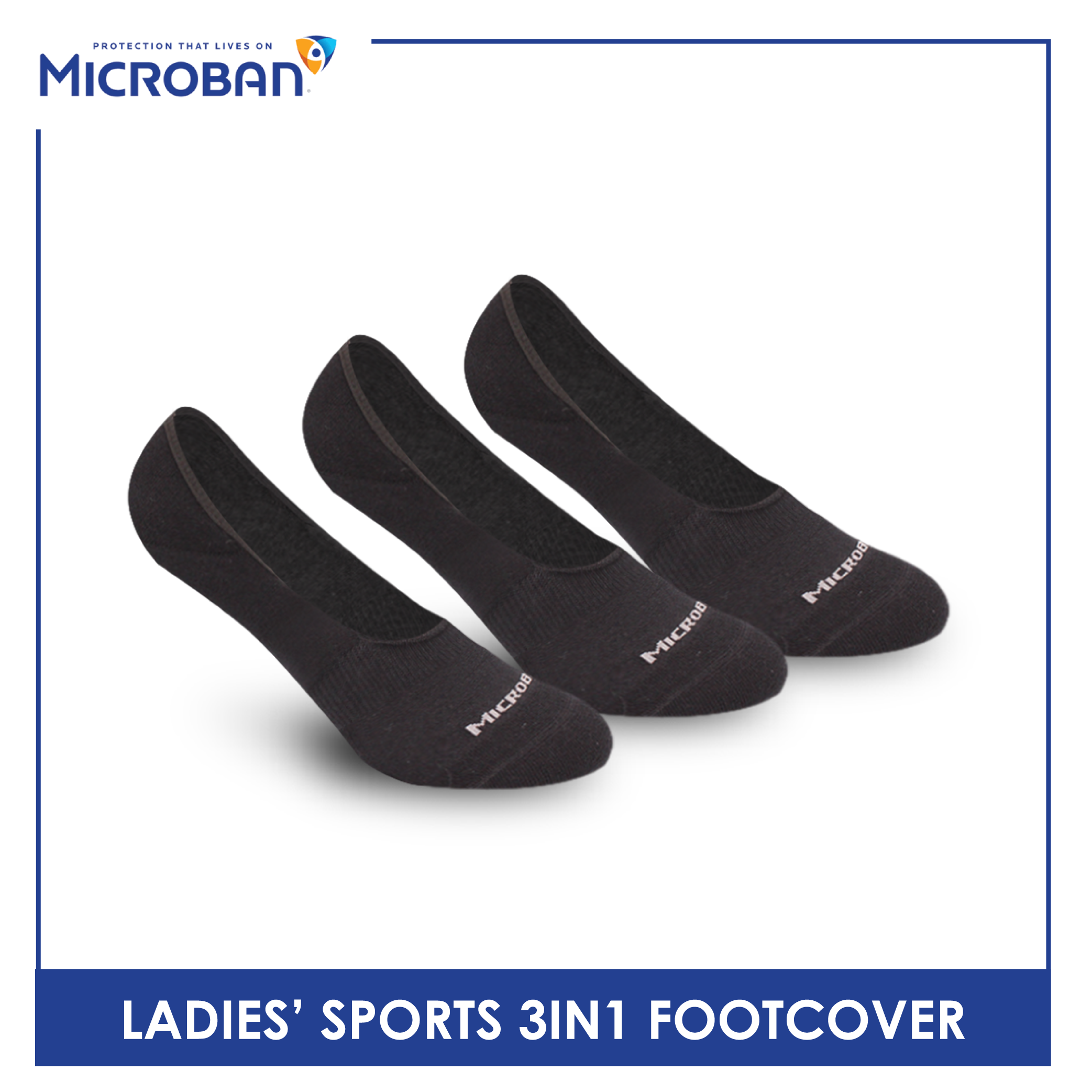 Microban Ladies' Cotton Thick Sports Foot Cover 3 pairs in a pack VLSFG5