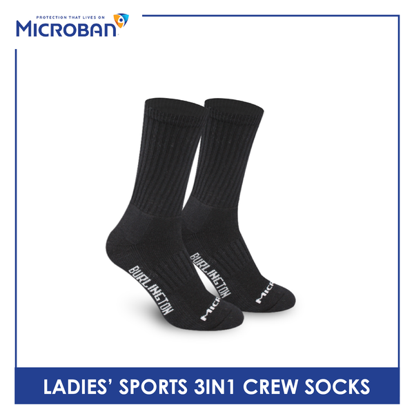 Microban Ladies' Cotton Thick Sports Crew Socks 3 pairs in a pack VLSKG13