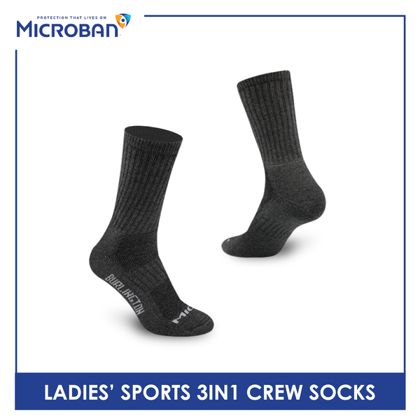 Microban Ladies' Cotton Thick Sports Crew Socks 3 pairs in a pack VLSKG13