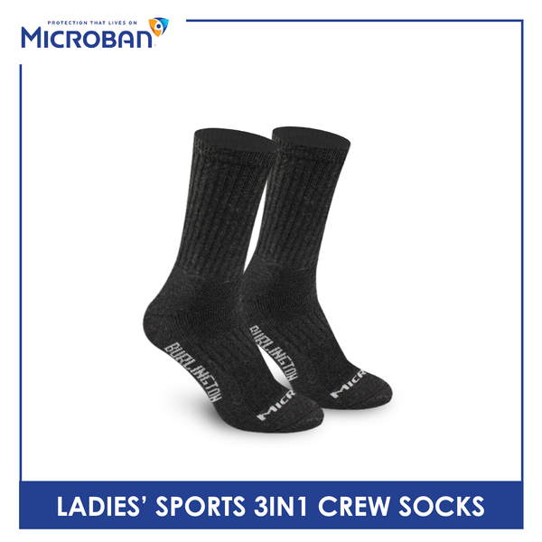 Microban Ladies' Cotton Thick Sports Crew Socks 3 pairs in a pack VLSKG13