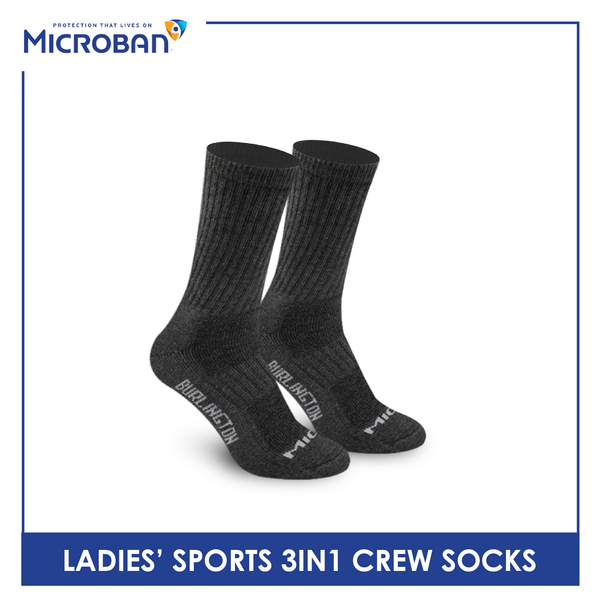 Microban Ladies' Cotton Thick Sports Crew Socks 3 pairs in a pack VLSKG13
