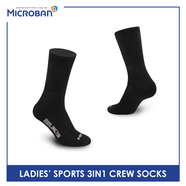 Microban Ladies' Cotton Thick Sports Crew Socks 3 pairs in a pack VLSKG13