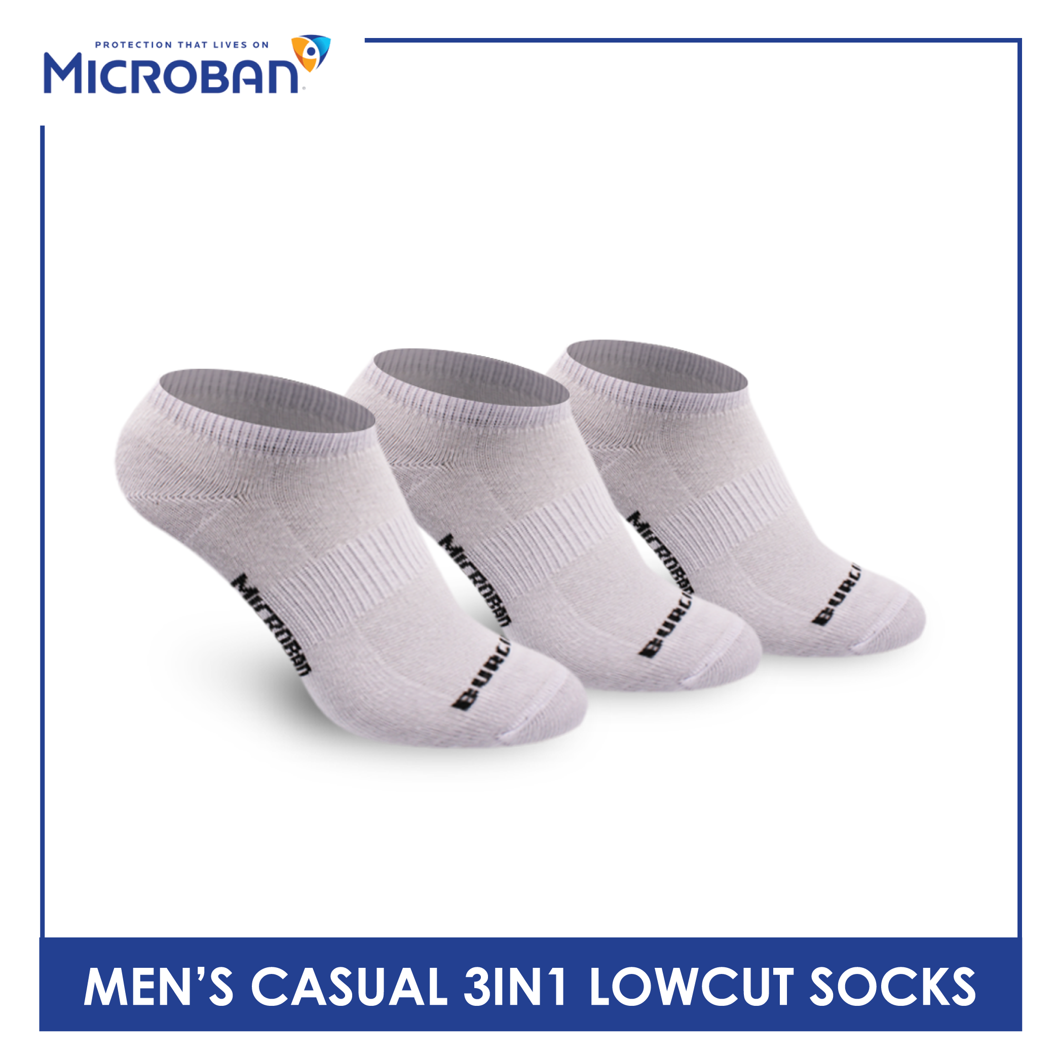 Microban Men’s Cotton Lite Thin Casual Low Cut Sock 3 pairs in a pack VMCKG10