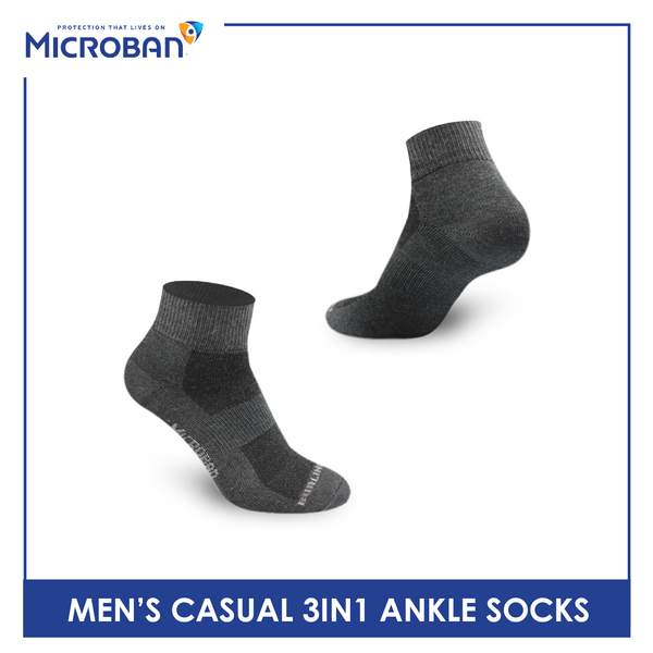 Microban Men’s Cotton Lite Thin Casual Ankle Sock 3 pairs in a pack VMCKG11