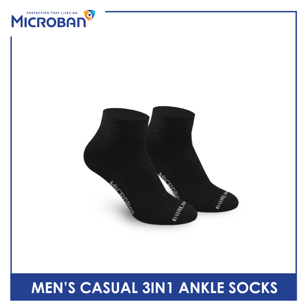 Microban Men’s Cotton Lite Thin Casual Ankle Sock 3 pairs in a pack VMCKG11