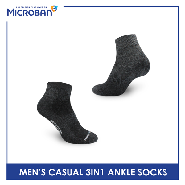 Microban Men’s Cotton Lite Thin Casual Ankle Sock 3 pairs in a pack VMCKG11