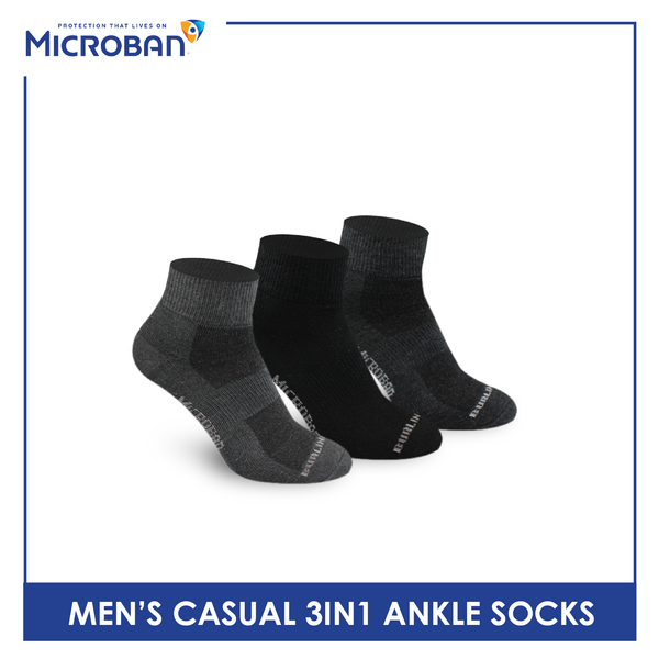 Microban Men’s Cotton Lite Thin Casual Ankle Sock 3 pairs in a pack VMCKG11