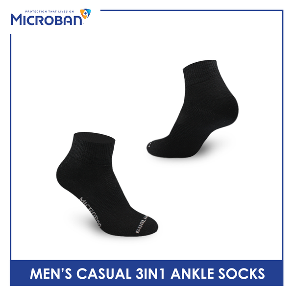 Microban Men’s Cotton Lite Thin Casual Ankle Sock 3 pairs in a pack VMCKG11