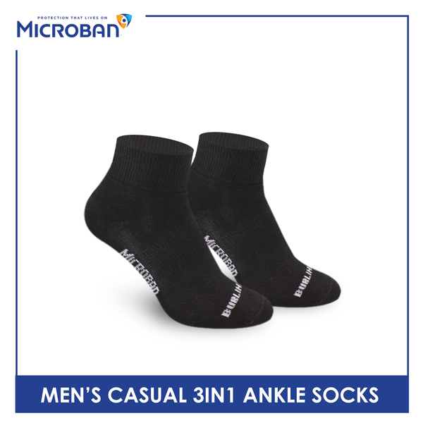 Microban Men’s Cotton Lite Thin Casual Ankle Sock 3 pairs in a pack VMCKG11