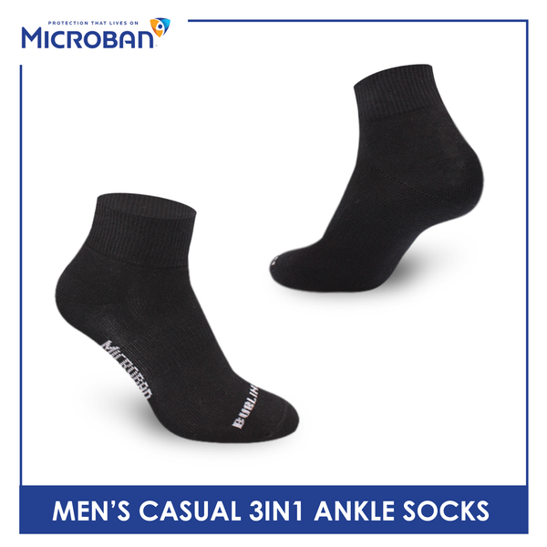 Microban Men’s Cotton Lite Thin Casual Ankle Sock 3 pairs in a pack VMCKG11