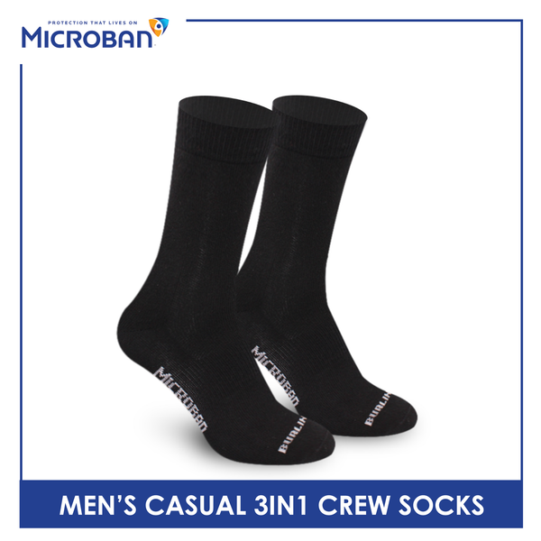 Microban Men’s Cotton Lite Thin Casual Crew Socks 3 pairs in a pack VMCKG12