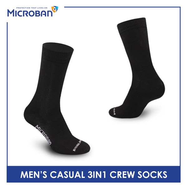 Microban Men’s Cotton Lite Thin Casual Crew Socks 3 pairs in a pack VMCKG12