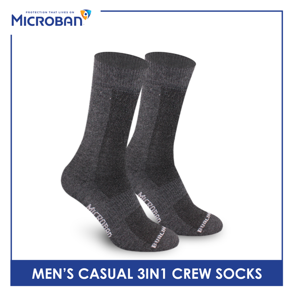 Microban Men’s Cotton Lite Thin Casual Crew Socks 3 pairs in a pack VMCKG12