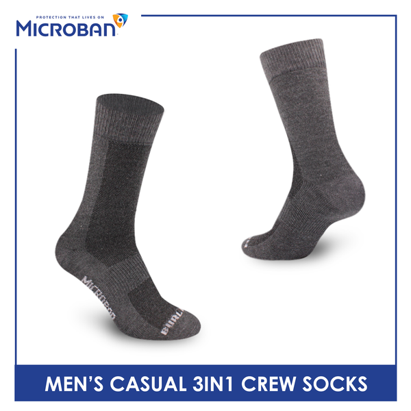 Microban Men’s Cotton Lite Thin Casual Crew Socks 3 pairs in a pack VMCKG12
