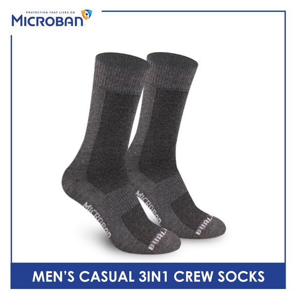 Microban Men’s Cotton Lite Thin Casual Crew Socks 3 pairs in a pack VMCKG12