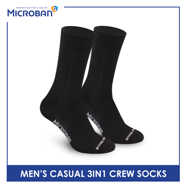 Microban Men’s Cotton Lite Thin Casual Crew Socks 3 pairs in a pack VMCKG12