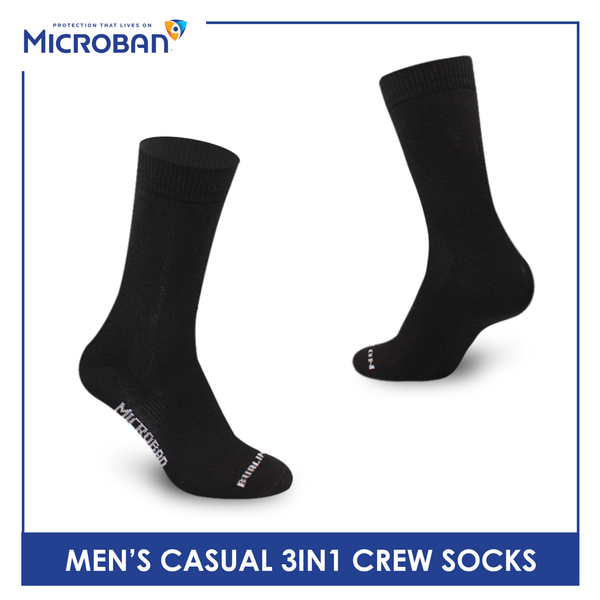 Microban Men’s Cotton Lite Thin Casual Crew Socks 3 pairs in a pack VMCKG12