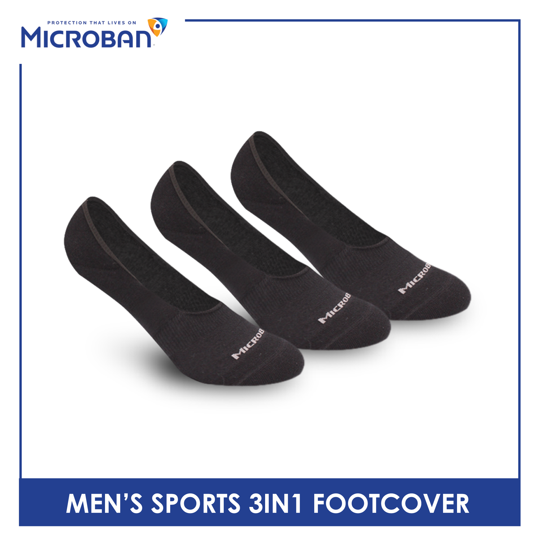 Microban Men’s Cotton Thick Sports Foot Cover 3 pairs in a pack VMSFG5