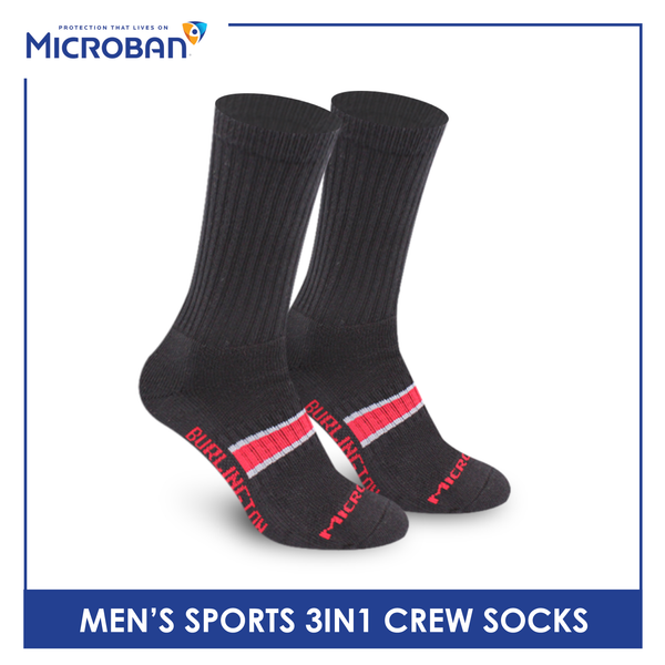 Microban Men’s Cotton Thick Sports Crew Socks 3 pairs in a pack VMSKG17