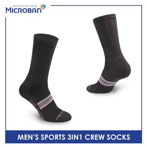 Microban Men’s Cotton Thick Sports Crew Socks 3 pairs in a pack VMSKG17