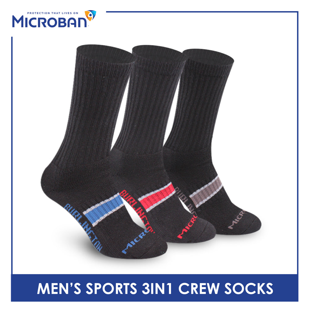 Microban Men’s Cotton Thick Sports Crew Socks 3 pairs in a pack VMSKG17