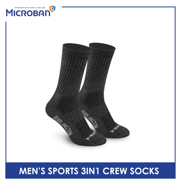 Microban Men's Cotton Thick Sports Crew Socks 3 pairs in a pack VMSKG20