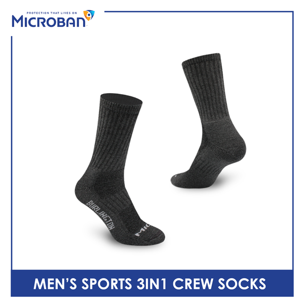 Microban Men's Cotton Thick Sports Crew Socks 3 pairs in a pack VMSKG20
