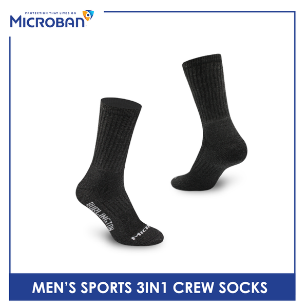 Microban Men's Cotton Thick Sports Crew Socks 3 pairs in a pack VMSKG20