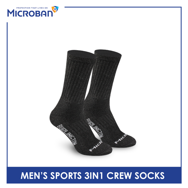 Microban Men's Cotton Thick Sports Crew Socks 3 pairs in a pack VMSKG20