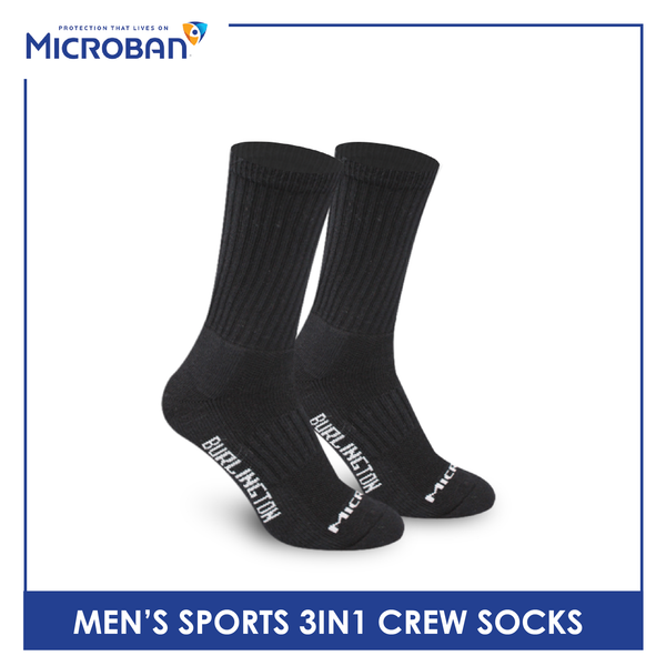 Microban Men's Cotton Thick Sports Crew Socks 3 pairs in a pack VMSKG20