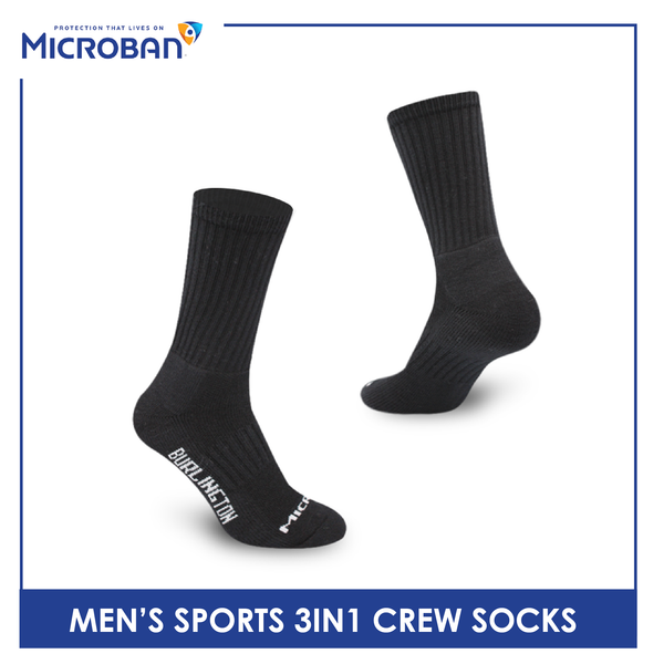 Microban Men's Cotton Thick Sports Crew Socks 3 pairs in a pack VMSKG20