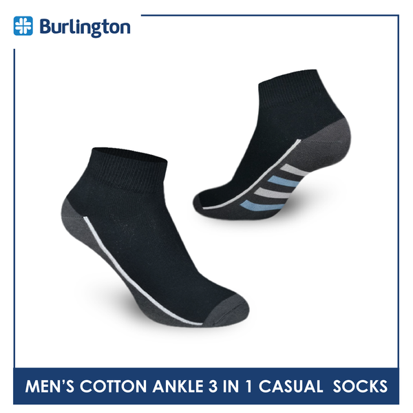 Burlington BMCKG24 Men's Cotton Ankle Casual Socks 3 pairs in a pack (4768515719273)