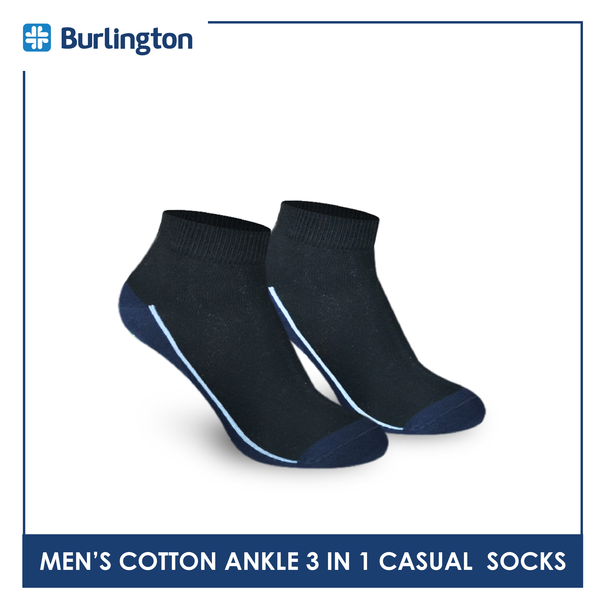 Burlington BMCKG24 Men's Cotton Ankle Casual Socks 3 pairs in a pack (4768515719273)