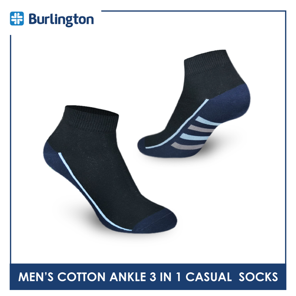 Burlington BMCKG24 Men's Cotton Ankle Casual Socks 3 pairs in a pack (4768515719273)