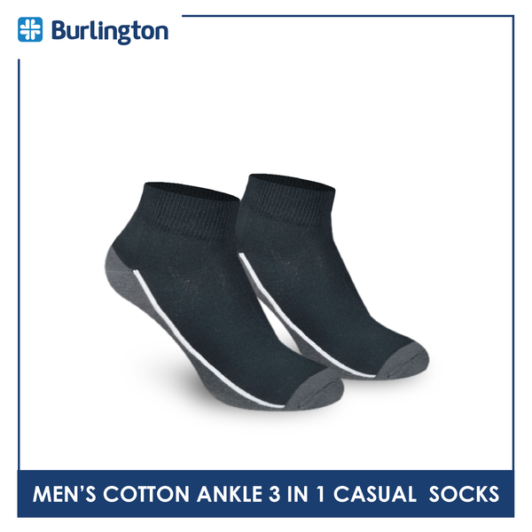 Burlington BMCKG24 Men's Cotton Ankle Casual Socks 3 pairs in a pack (4768515719273)