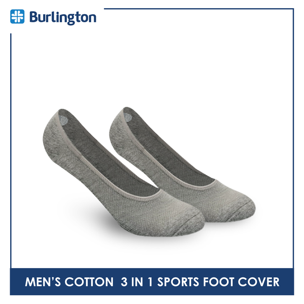 Burlington BMFCSG2 Men's Thick Cotton No Show Sports Socks with anti slip gel 3 pairs in a pack (4368111042665)