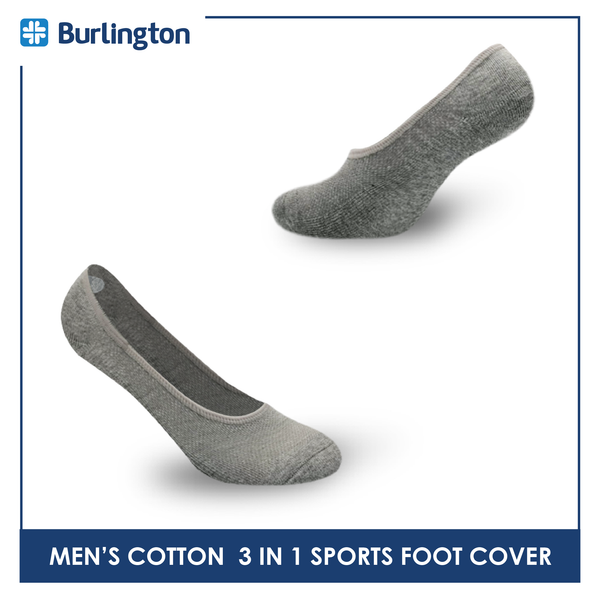 Burlington BMFCSG2 Men's Thick Cotton No Show Sports Socks with anti slip gel 3 pairs in a pack (4368111042665)