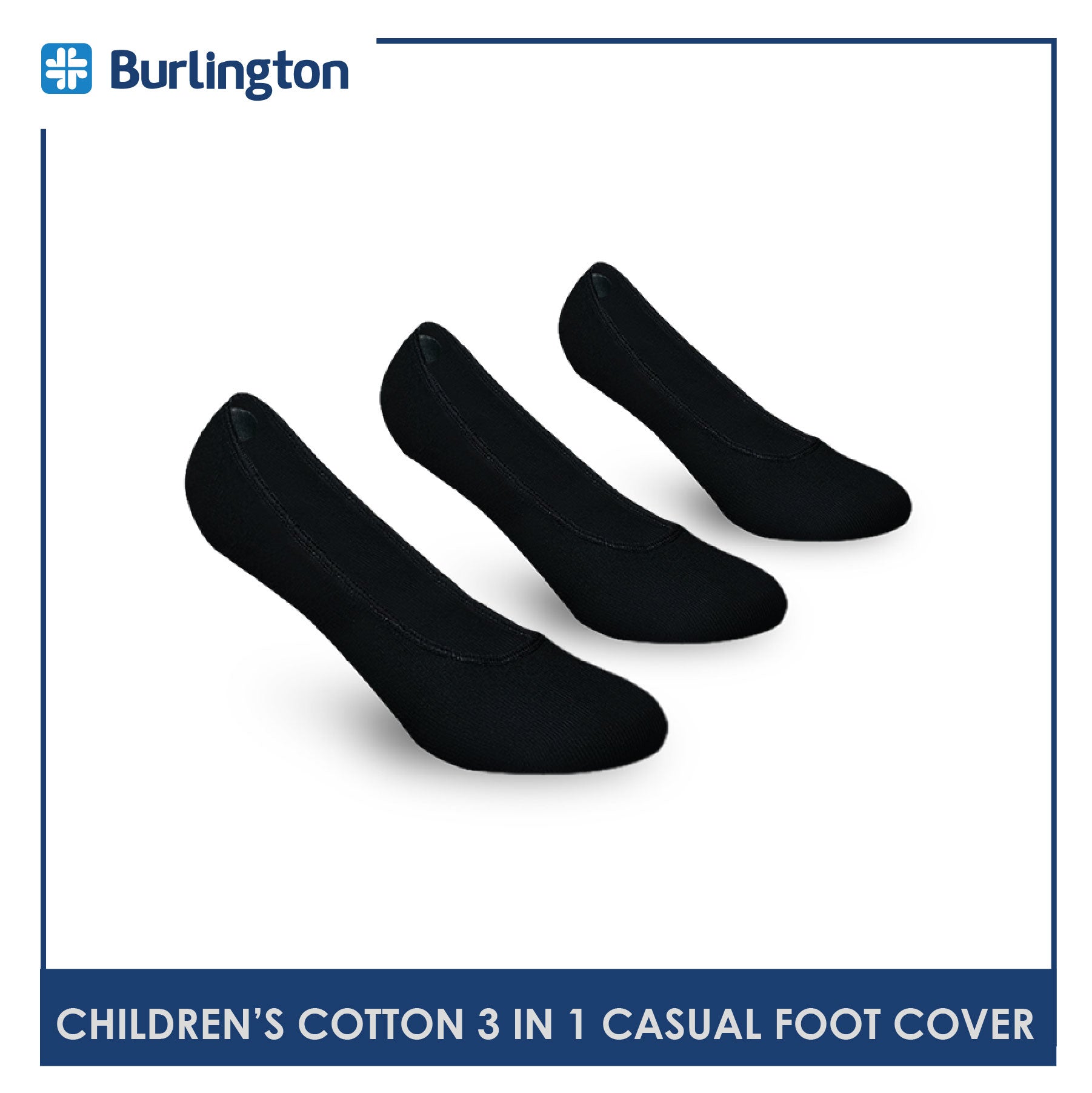 Burlington CSNG90G Children's Cotton No Show Casual Socks 3 pairs in a pack (4796260024425)